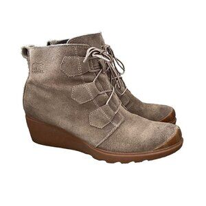 Sorel Toronto NL2115-245 Women's Green Wedge Suede Ankle Boots Booties Size 10.5